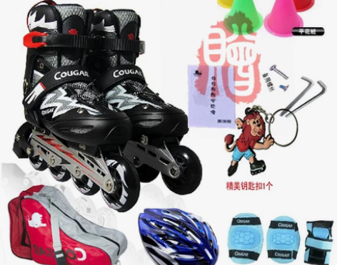 ?正品美洲狮可调直排轮 轮滑鞋 成年旱冰鞋...