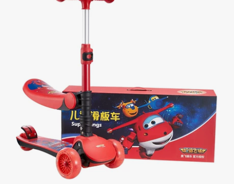 超级飞侠+三合一儿童滑板车1-6岁2宝宝3...