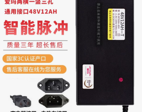 爱玛电动车电瓶车充电器48V12AH60V...