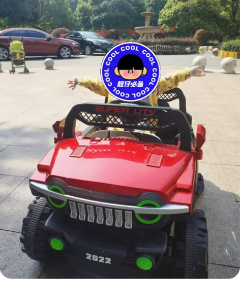 超大儿童电动车可坐人遥控四驱越野车，可遥控...