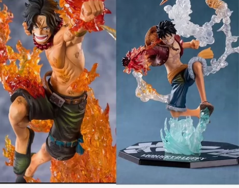 海贼王超激战火拳路飞艾斯手办公仔，非常漂亮...