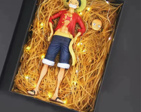 海贼王大号路飞，索隆手办灯光礼盒装，手办高...