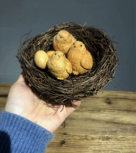 崖柏木鸟窝 一套+窝 6件套 家居摆件 感...