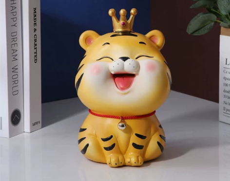 树脂生肖老虎新年摆件可爱存钱罐新年招财吉祥...