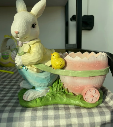 树脂样品复活节兔子收纳碗,小鸡,仿木刻的,...
