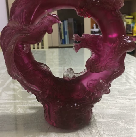 龙凤呈祥琉璃摆件工艺品高档礼盒宽16cm高...