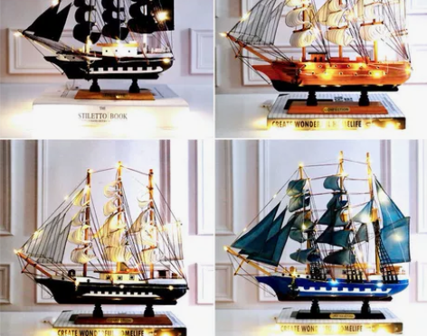 北欧地中海帆船模型摆件现代玄关酒柜装饰品欧...