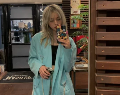 EPIC POETRY 天蓝色复古宽松交叉...