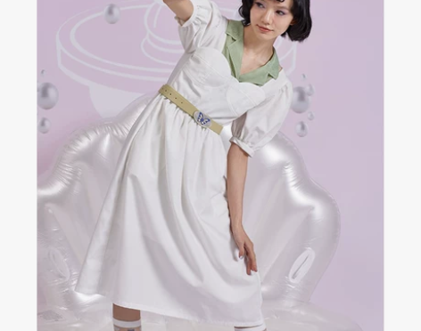 ?BLUEerror 百搭高腰泡泡袖小露背...