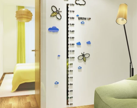 幼儿身高墙贴亚克力3d墙贴自粘量身高贴纸儿...