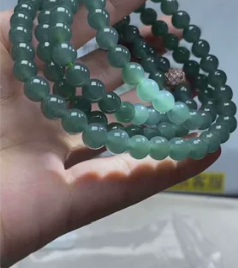 可出 六舒 4.9场翡翠长珠串手串 整串1...