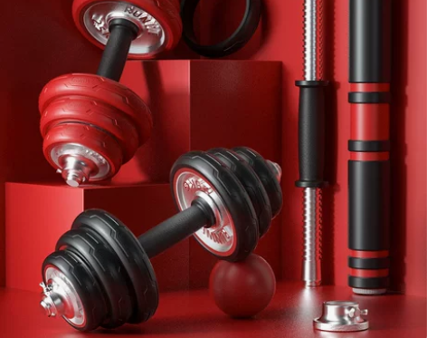 【狂欢价】朗威哑铃男士家用电镀纯铁哑铃杠铃...