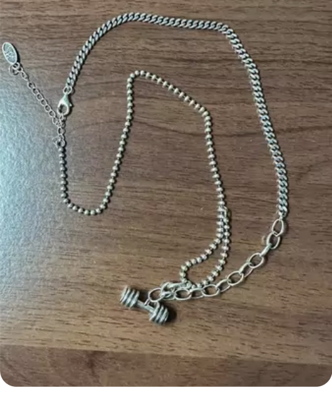 S925纯银微做旧哑铃项链,配卫衣T恤绝绝...