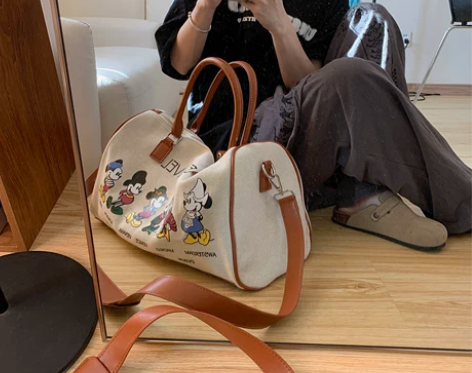 馨帮帮杂货铺 时尚手提收纳包韩版卡通帆布短...