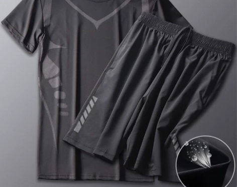 艾伦伯顿健身服男速干冰丝短袖运动套装夏季T...