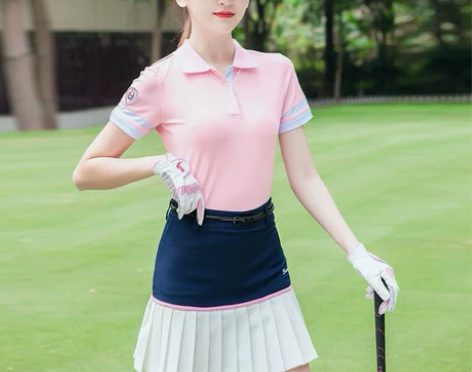 夏季新品女装高尔夫球服装 短袖上衣t恤 翻...