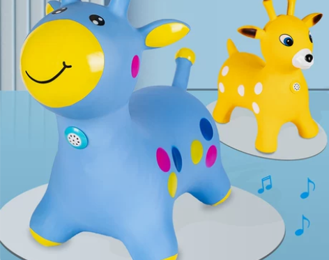 哈哈球音乐跳跳马儿童骑马充气玩具加大加厚小...