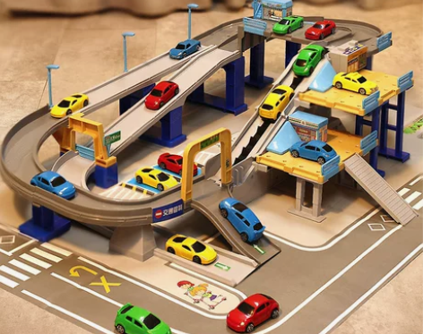 儿童汽车闯关大冒险轨道车停车场玩具电动滑行...