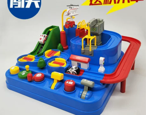 汽车大冒险小火车轨道车停车场抖音玩具男童早...