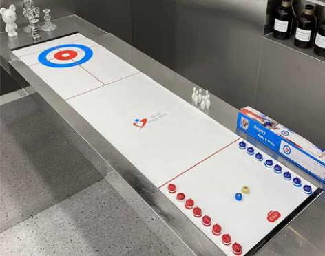 桌上小冰壶球游戏桌面卷式冰球桌游保龄球旱地...