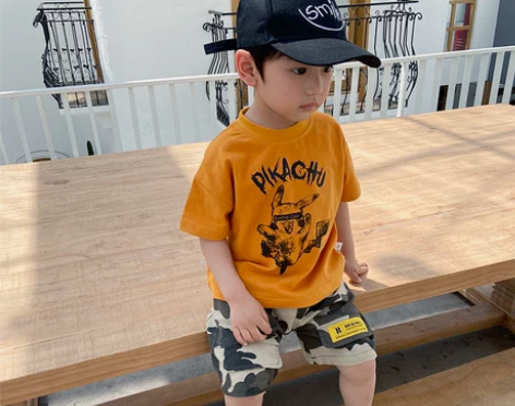 橙色短袖110码,9新,短袖小男童ins潮...