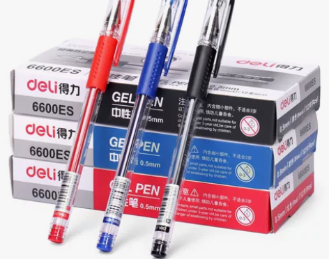 得力6600ES中性笔0.5mm黑色签字笔...