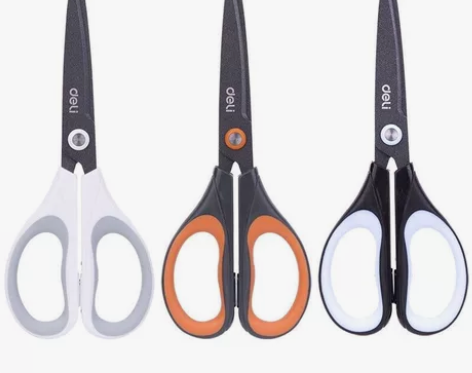 得力6055特氟龙镀层合金不锈钢剪刀办公美...