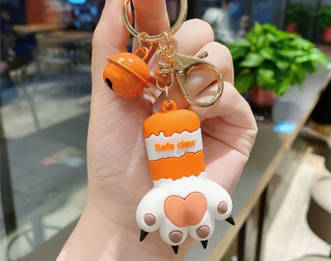 卡通可爱比心猫爪立体挂件硅胶钥匙链配饰少女...