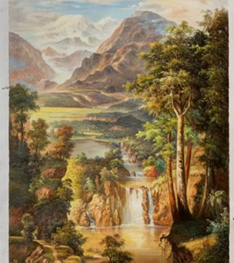 精品玄关风景 纯手工精品古典 风景 ，手绘...