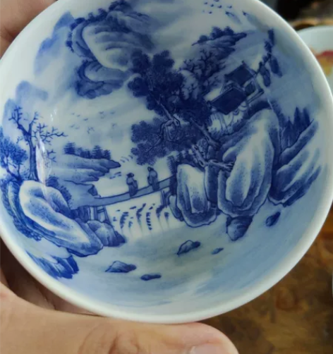 景德镇山水主人杯  精工山水   画工细腻...