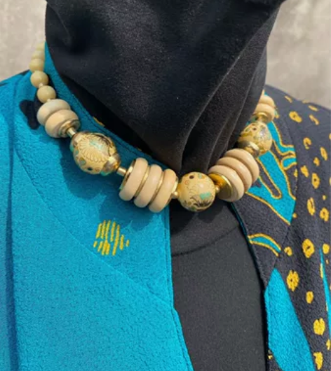 秒杀老工艺手绘描金木漆珠choker卡脖短...