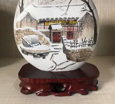 『瑞景兆丰年』手绘石头画 寓意着吉祥与丰收...