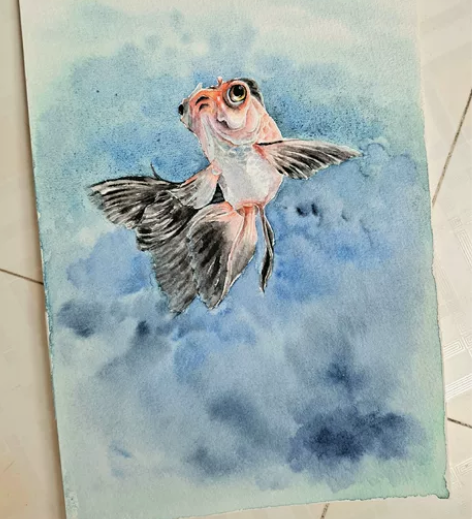 #春日开挂 #水彩画# 鱼   福利 水彩...