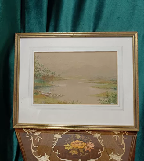 英格兰 手绘风景水彩画 vintage 整...