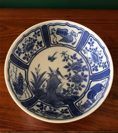 日本皇室御用深川制百年青花手绘大钵 绘画非...