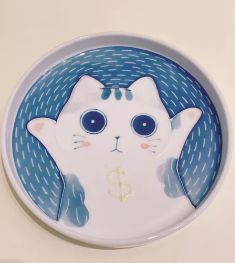 日式手绘盘子陶瓷菜盘网红创意家用手工绘画深...