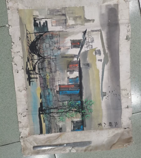 纯手工绘画，水乡人家，实物拍摄，品相如图。...