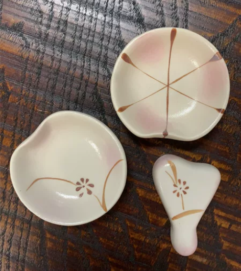 三口之家箸置 筷置 日本回流瓷器 长6