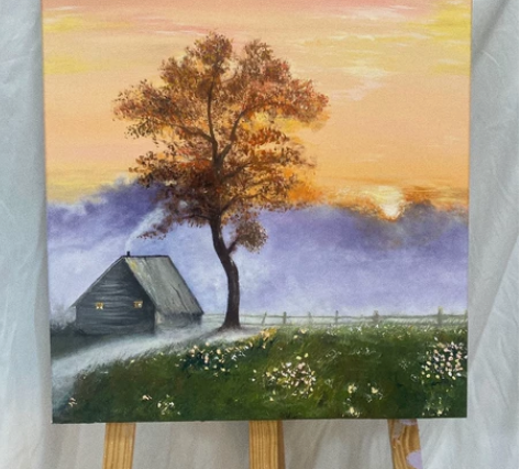 【清晨】丙烯装饰画，任意尺寸可定制，有内框...