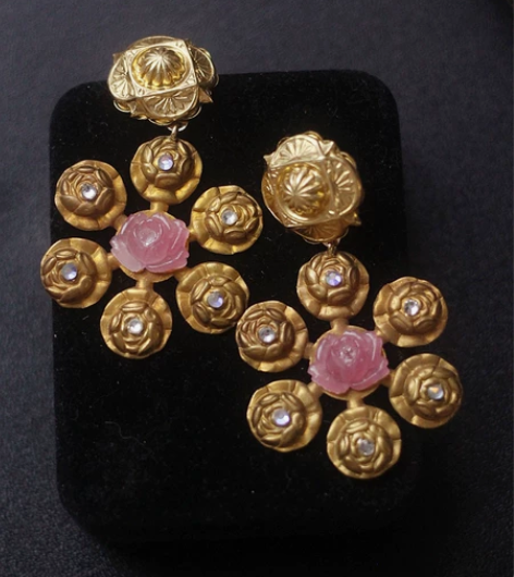 欧洲中古董仿玉琉璃莲花Vintage借as...