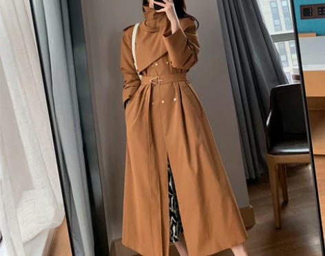 果哥定制卡其色风衣2021年新款高端流行气...