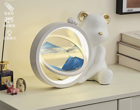 流沙摆件 沙画摆件创意暴力熊画台灯桌面沙漏...