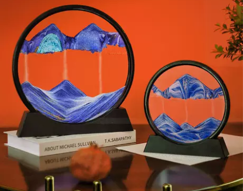 创意摆件3D流沙画玻璃沙漏客厅装饰品乔迁送...