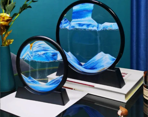 流沙摆件 流沙摆件创意3D画解压玻璃沙漏客...