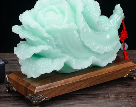 玉白菜玉石摆件家居客厅玄关酒柜摆设办公室商...