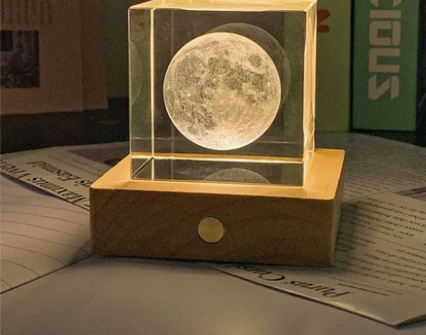 小夜灯 创意发光月球水晶月亮摆件桌面宇宙系...