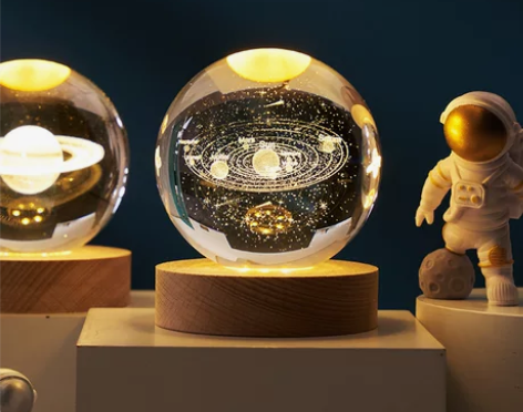 水晶球小夜灯 小夜灯星空月球土星床头夜灯儿...