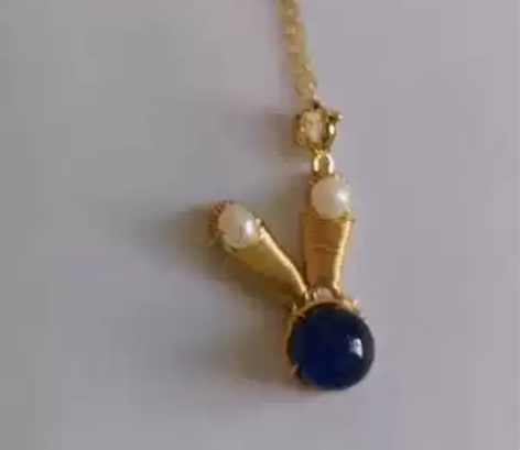 14k蓝晶石兔子吊坠，实物如图所示，配s9...