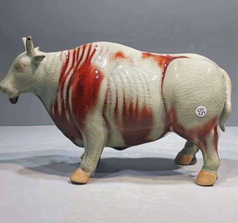 钧瓷原产地大师作品（口中纳福）牛摆件 材质...