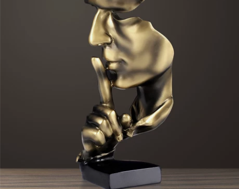 沉默是金酒柜装饰品办公室桌面抽象雕塑人物摆...